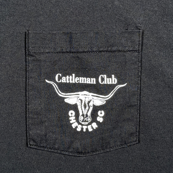 Vintage Cattleman Club Shirt Adult EXTRA LARGE Black Pocket Texas Longhorn 90s - Picture 3 of 9